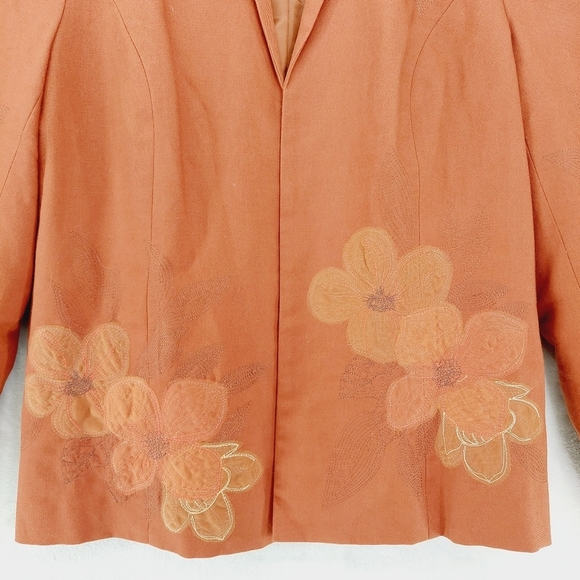 Studio Orange Floral Long Sleeve Collared light jacket linen blend 6086 - Picture 2 of 9